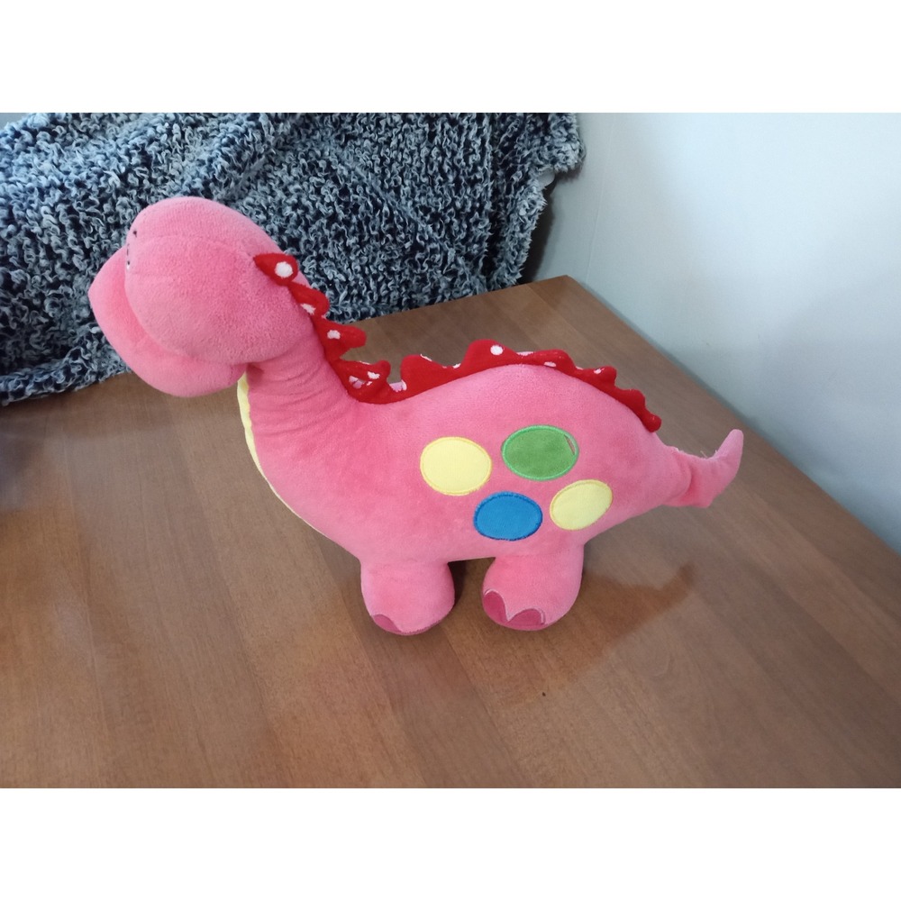 Pink Dinosaur Plush Stuffed Animal Polka‎ Dot Spikes Yellow Belly Soft Toy